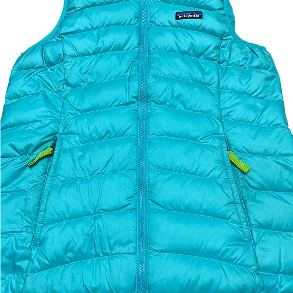 Patagonia Girls Down Sweater Puffy Vest Teal Purple Size Large (12) - Picture 5 of 15